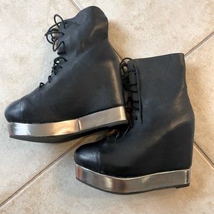 Jeffrey Campbell back off platform heels - silver- 8 womens